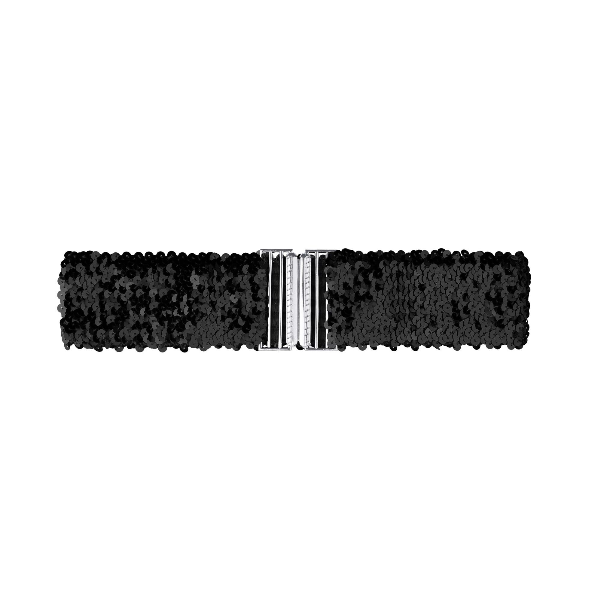 3891 Womens Plus Size Stretchy Waist Belts Metal Interlock Buckles Sequins